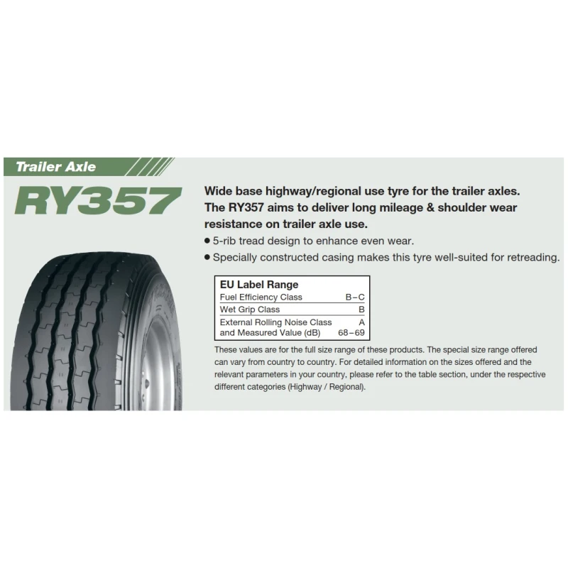 ANVELOPA VARA YOKOHAMA RY357 -- 385/65 R22.5 164K