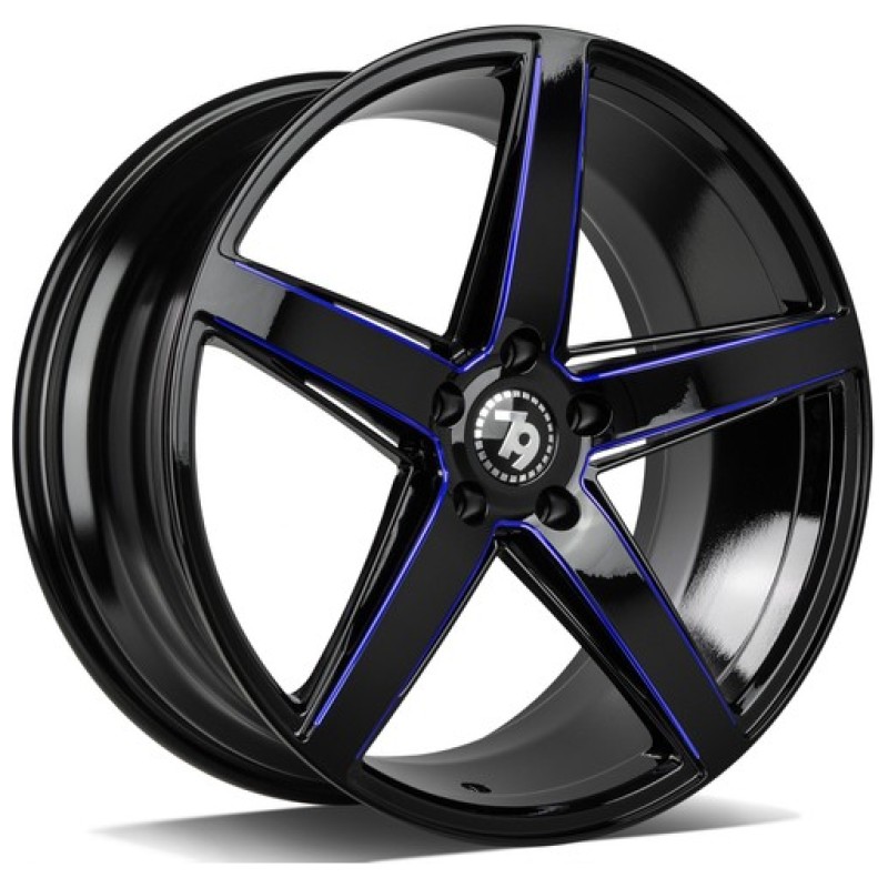 Janta aliaj seventy9 SV-N 9.0x18 5x112 ET40 BGBR - black glossy milled blue