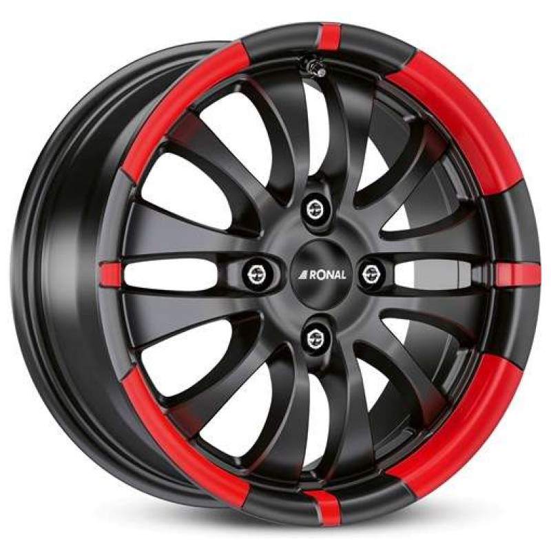 Janta aliaj Ronal R59 6.0x15 4x100 ET45 MCR - Jetblack-Matt-Red Rim