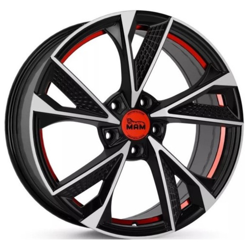 Janta aliaj MAM Leichtmetallräder RS6 7.0x16 5x108 ET38 BFPRI -  Black Front Polished Red Inside