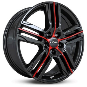Janta aliaj Ronal R57 7.5x19 5x108 ET55 MCR - Jetblack-Red Spoke