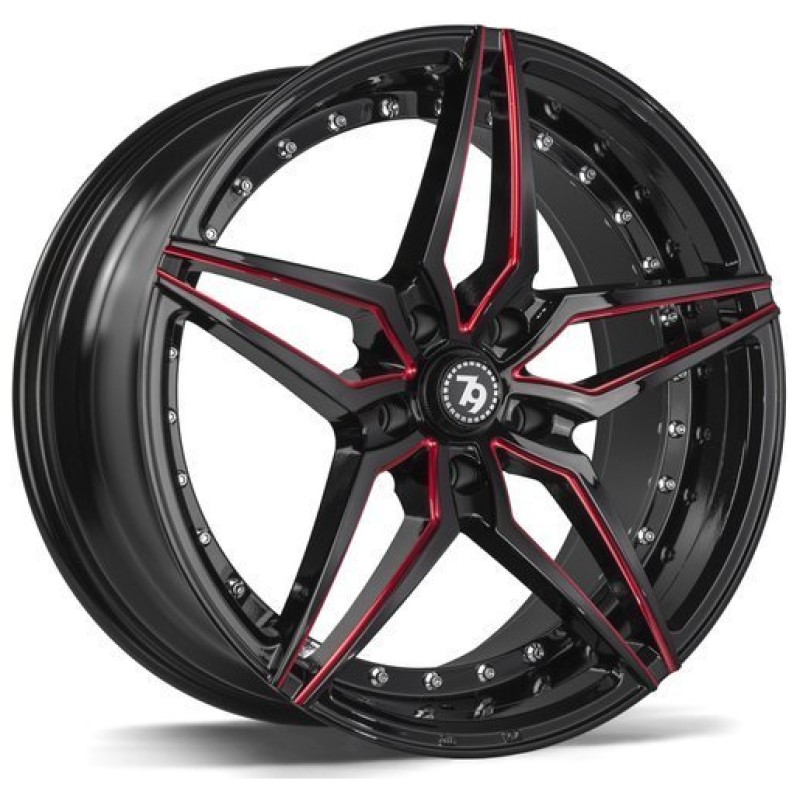 Janta aliaj seventy9 SV-AR 9.5x19" 5x112 ET38 BGMR - Black Glossy Milled Red