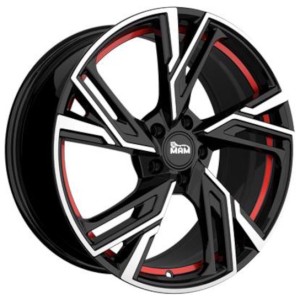 Janta aliaj MAM Leichtmetallräder RS5 7.0x16 5x100 ET38 BFPRI -  Black Front Polished Red Inside