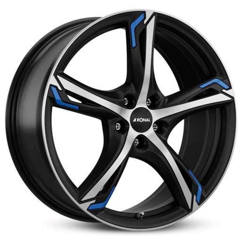 Janta aliaj Ronal R62 blue 7.5x17" 5x100 ET42 JBFB - Jetblack-Matt-Frontkopiert