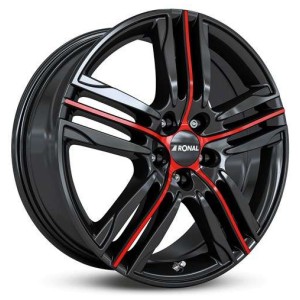 Janta aliaj Ronal R57 7.5x18" 5x120 ET45 MCR - Jetblack-Red Spoke