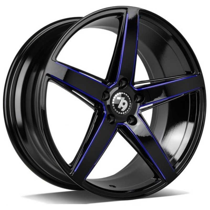Janta aliaj seventy9 SV-N 8.5x19" 5x120 ET30 BGBR - black glossy milled blue