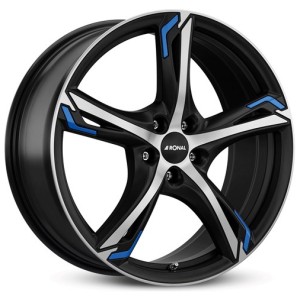 Janta aliaj Ronal R62 blue 7.5x18" 5x100 ET45 JBFB - Jetblack-Matt-Frontkopiert