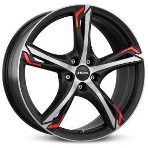 Janta aliaj Ronal R62 red 7.5x18" 5x100 ET35 JBFR - Jetblack-Matt-Frontkopiert
