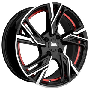 Janta aliaj MAM Leichtmetallräder RS5 6.5x16" 4x100 ET35 BFPRI -  Black Front Polished Red Inside