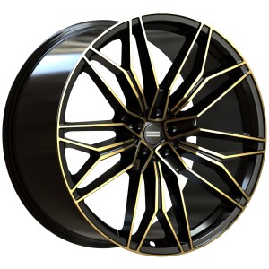 JANTA FONDMETAL STC-23 11.50/23 5X130 ET51 BLACK CLEARCOAT GLOSSY GOLD MACHINED CB32
